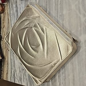 Lancome Brushed Gold Metallic Makeup Case Bag Large